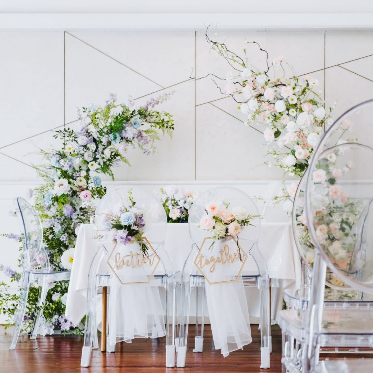 Artificial Flowers Korean style half floral arch white greenery ceremony Singapore