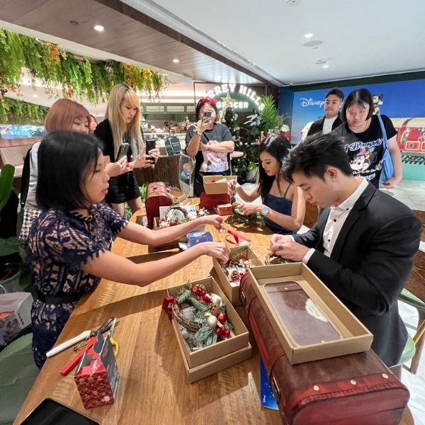 Pop Mart corporate floral arrangement workshop Fleuriste Singapore