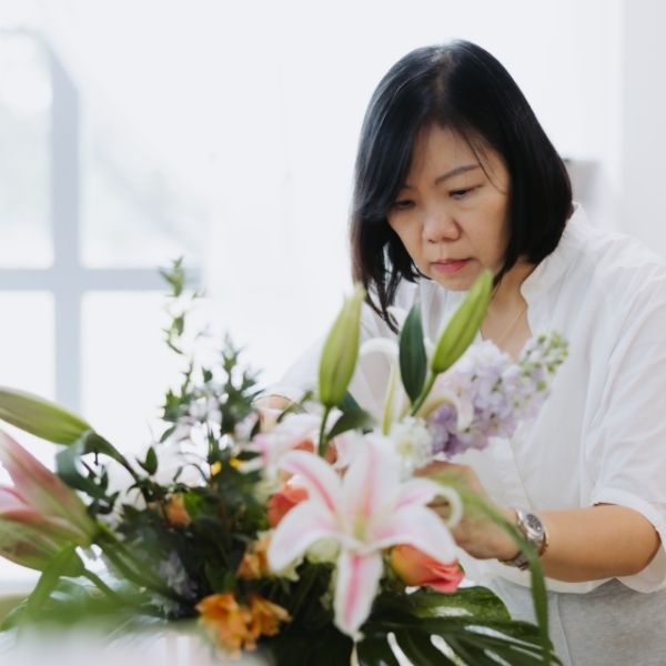 Students working at Fleuriste SkillsFuture WSQ floristry class Singapore