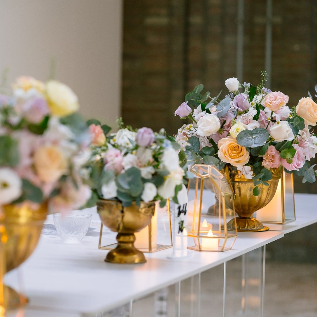 Luxe lush vintage wedding centrepiece blush flowers table setting Singapore