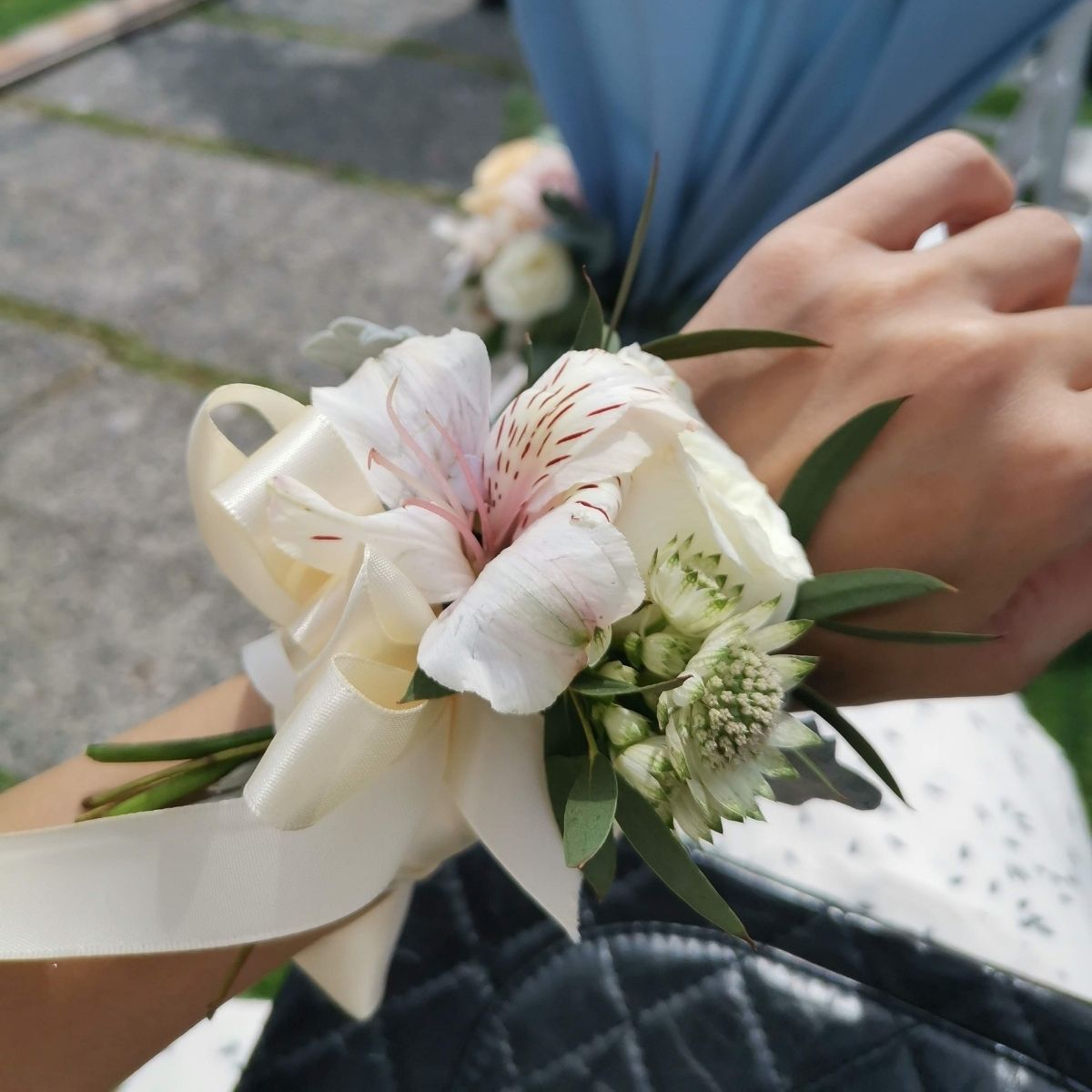 Wrist corsage mother of bride wedding Singapore Fleuriste
